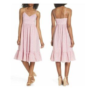 ⭐J.Crew Sz 0 Women's Dress Drapey Spaghetti-strap Providence White Red H9679 New